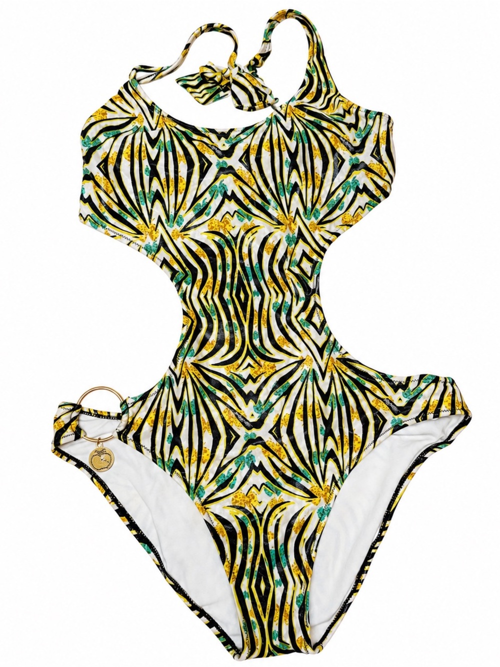 Vintage Apple Bottoms Cut Out One Piece Swimsuit Y2K Zebra Print